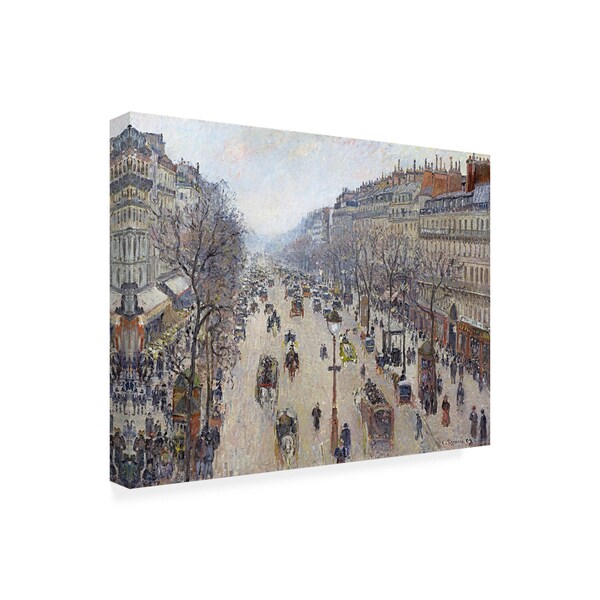 Pissarro 'Boulevard Montmartre, Morning, Cloudy Weather' Canvas Art,14x19